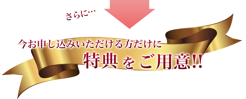 さらに、今お申し込みいただける方だけに特典をご用意！